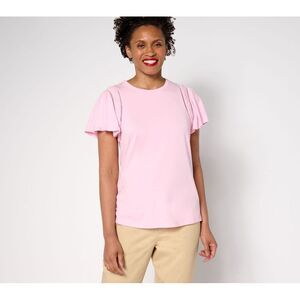 Fashion Women's Top Sz XS Studio Park x Terri Conn Flutter Sleeve Pink A691540